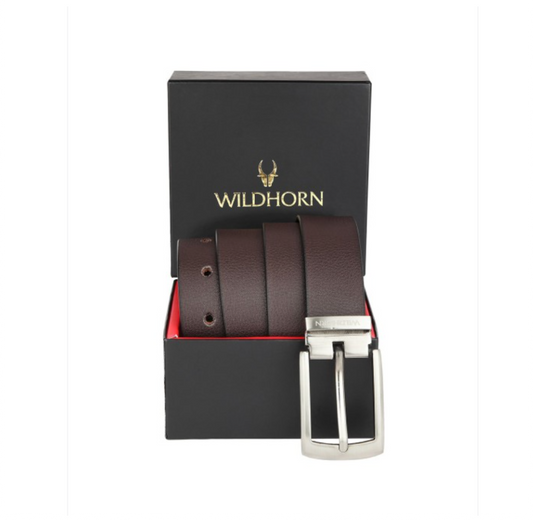 WildHorn Men Black Solid Leather Belt