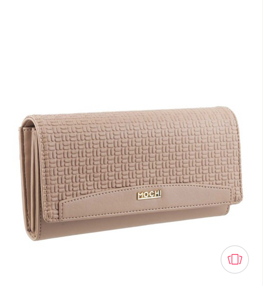 Mochi Beige Textured Envelope Wallet