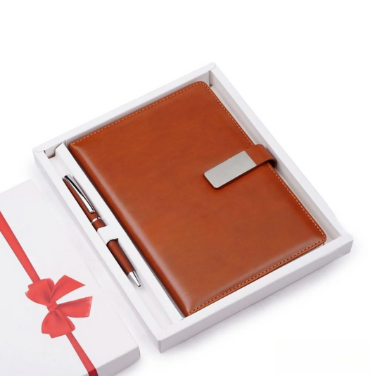 Brown Diary and Pen Gift Set